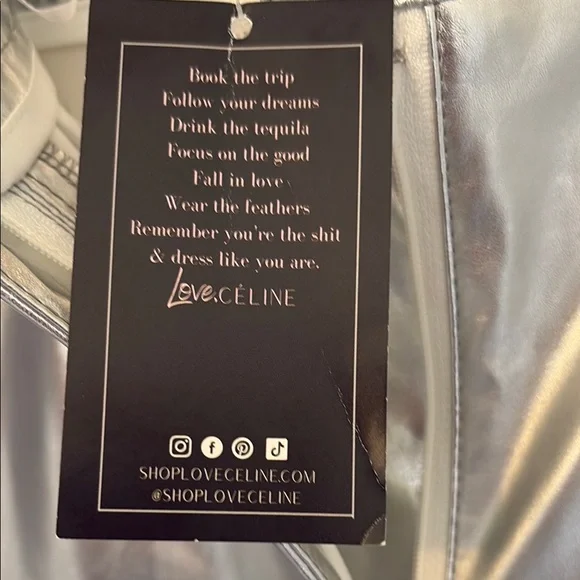 NWT Amy Lynn Textured Faux Leather Straight-Leg Silver Trousers SZ: M - Picture 4 of 8